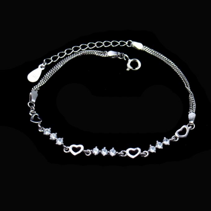 Chaîne d'extension de bracelet du bracelet de manchette d'argent sterling du coeur 925/OEM