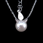 Adorable Silver Pearl Necklace Cat Shape / 925 Silver Freshwater Pearl Necklace