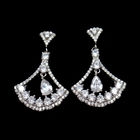 Triangle Shape Silver Cubic Zirconia Drop Earrings Charm / Vintage Jewelry