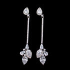 Triangle Shape Silver Cubic Zirconia Drop Earrings Charm / Vintage Jewelry