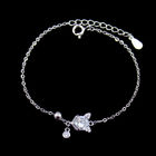 Plated Rhodium 925 Cubic Zirconia Heart Bracelet Sterling Silver Charm For Lady
