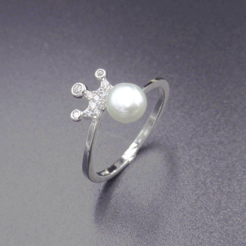 Imperial Crown Shape Silver Pearl Ring / 925 Freshwater Pearl Ring Silver Jewelry